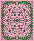 Pink Floral Scrollwork Art Deco Rug