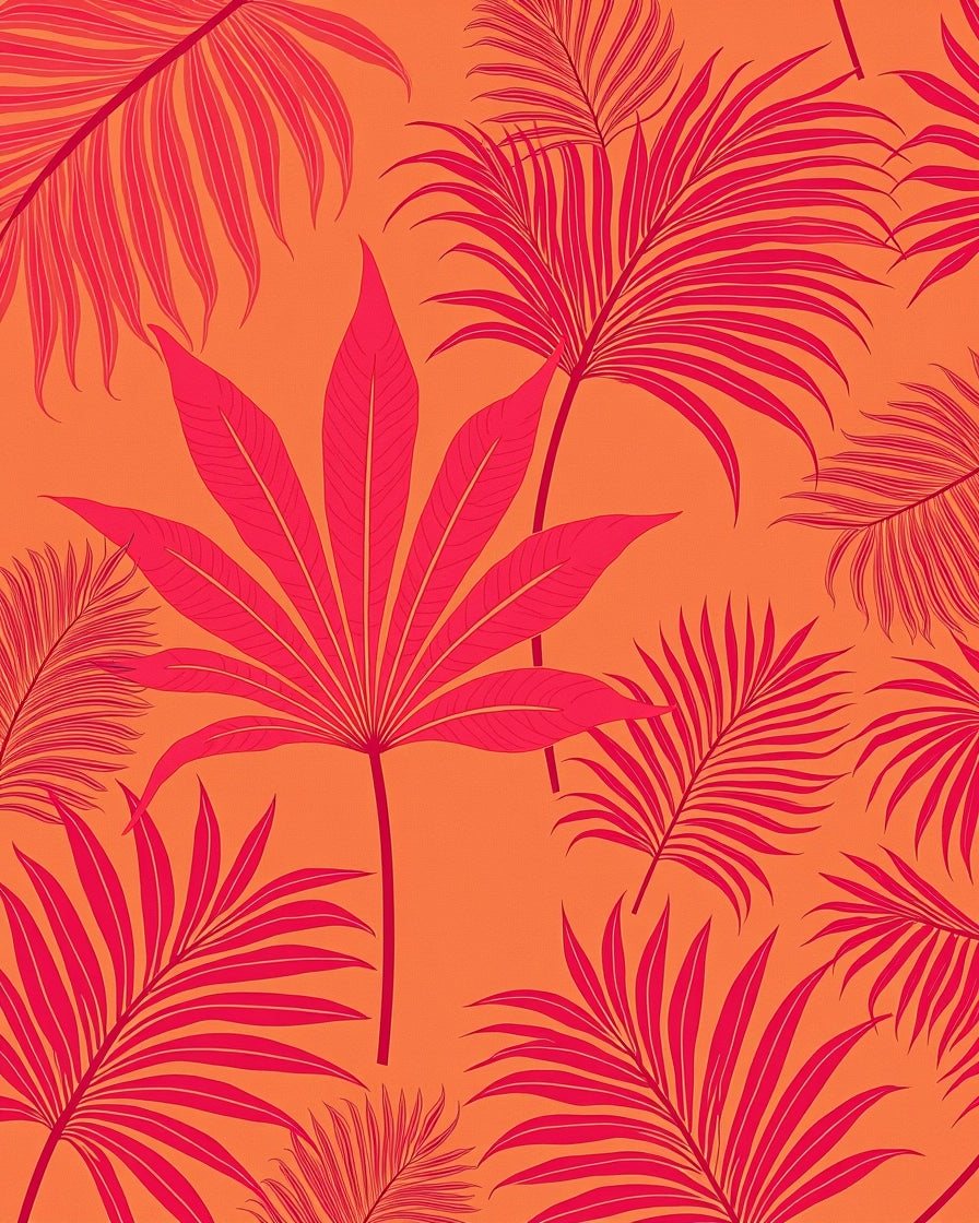 Vibrant Pink Tropical Foliage Arrangement Rug