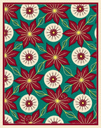 Crimson Poinsettia Teal Floral Medallion Rug