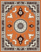 Terracotta Medallion Bordered Rug