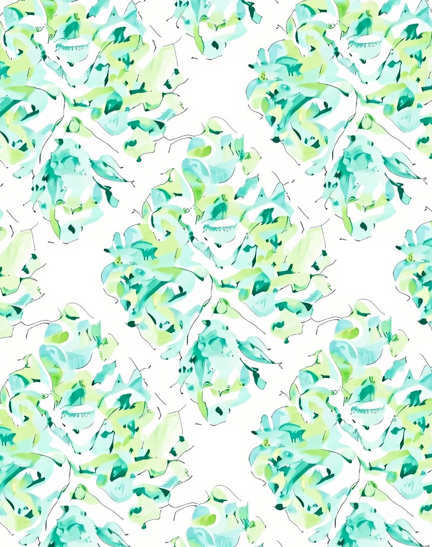 Aqua Green Abstract Floral Bloom Rug