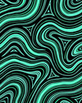 Black Aqua Swirling Triangles Rug