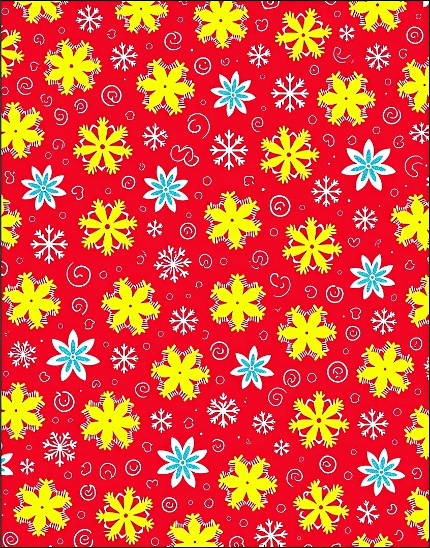 Red Yellow Snowflake Medley Rug