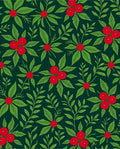 Festive Green Red Berry Foliage Rug