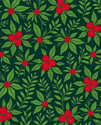 Festive Green Red Berry Foliage Rug