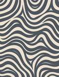 Abstract Navy Cream Flow Rug