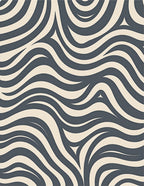 Abstract Navy Cream Flow Rug