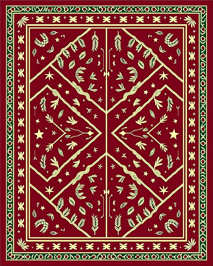 Crimson Botanical Medallion Rug