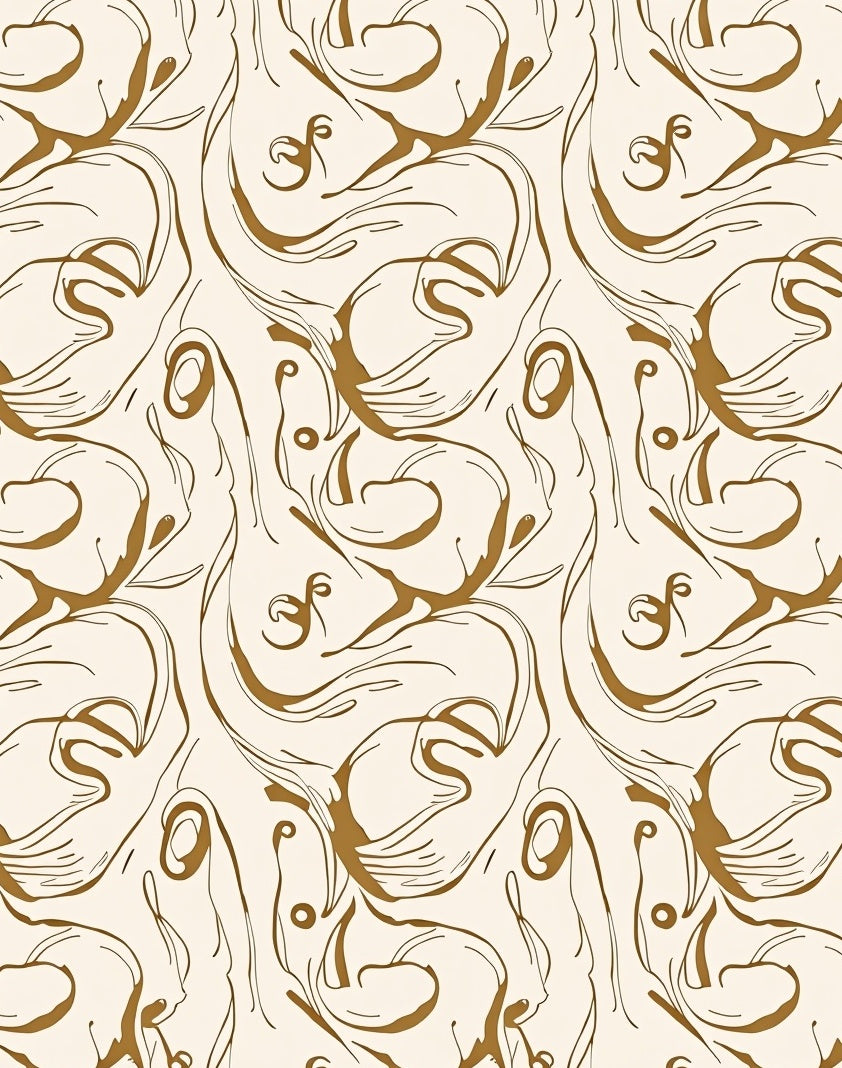 Gold Flowing Lines Swirl Abstract Rug
