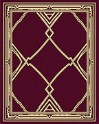 Crimson Gold Interlocking Geometric Frame Rug
