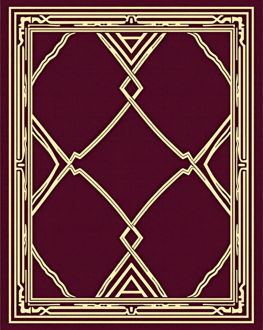 Crimson Gold Interlocking Geometric Frame Rug