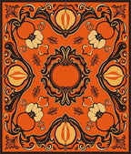 Vibrant Orange Pumpkin Floral Mandala Rug