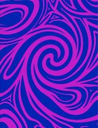 Vibrant Blue Pink Swirl Abstract Rug