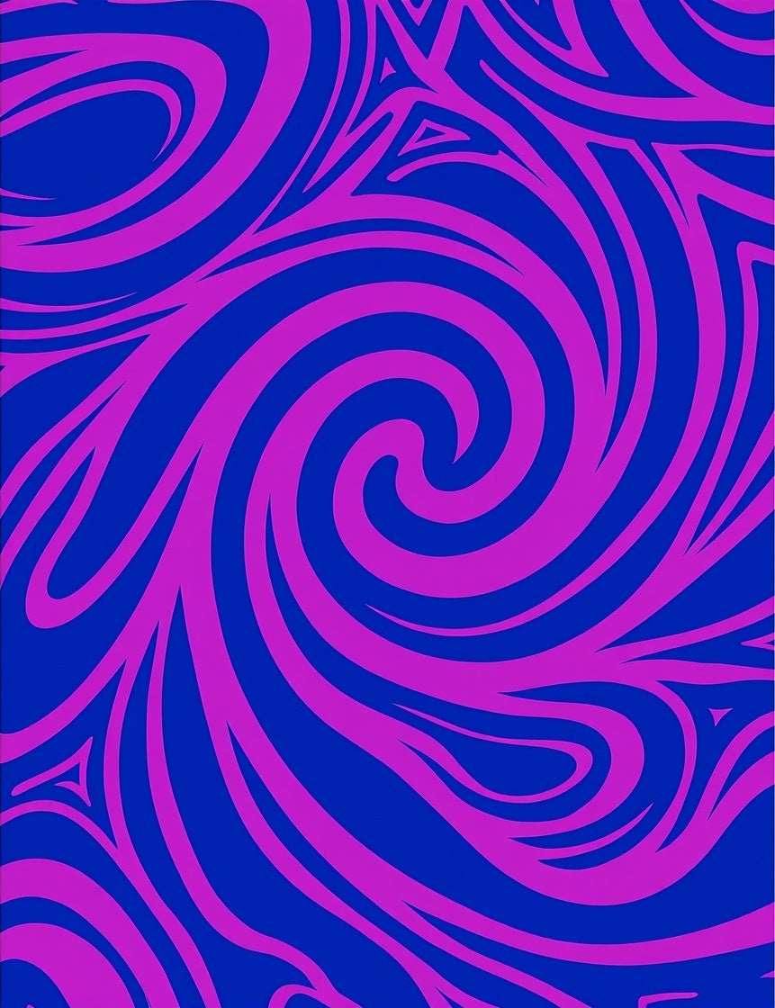 Vibrant Blue Pink Swirl Abstract Rug