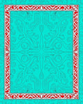 Turquoise Red Floral Border Intricate Rug