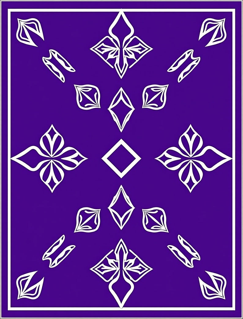 Royal Purple White Ornate Diamond Medallion Rug