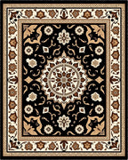 Black Ivory Blossom Medallion Rug