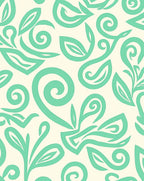 Aqua Swirl Leafy Scroll Rug