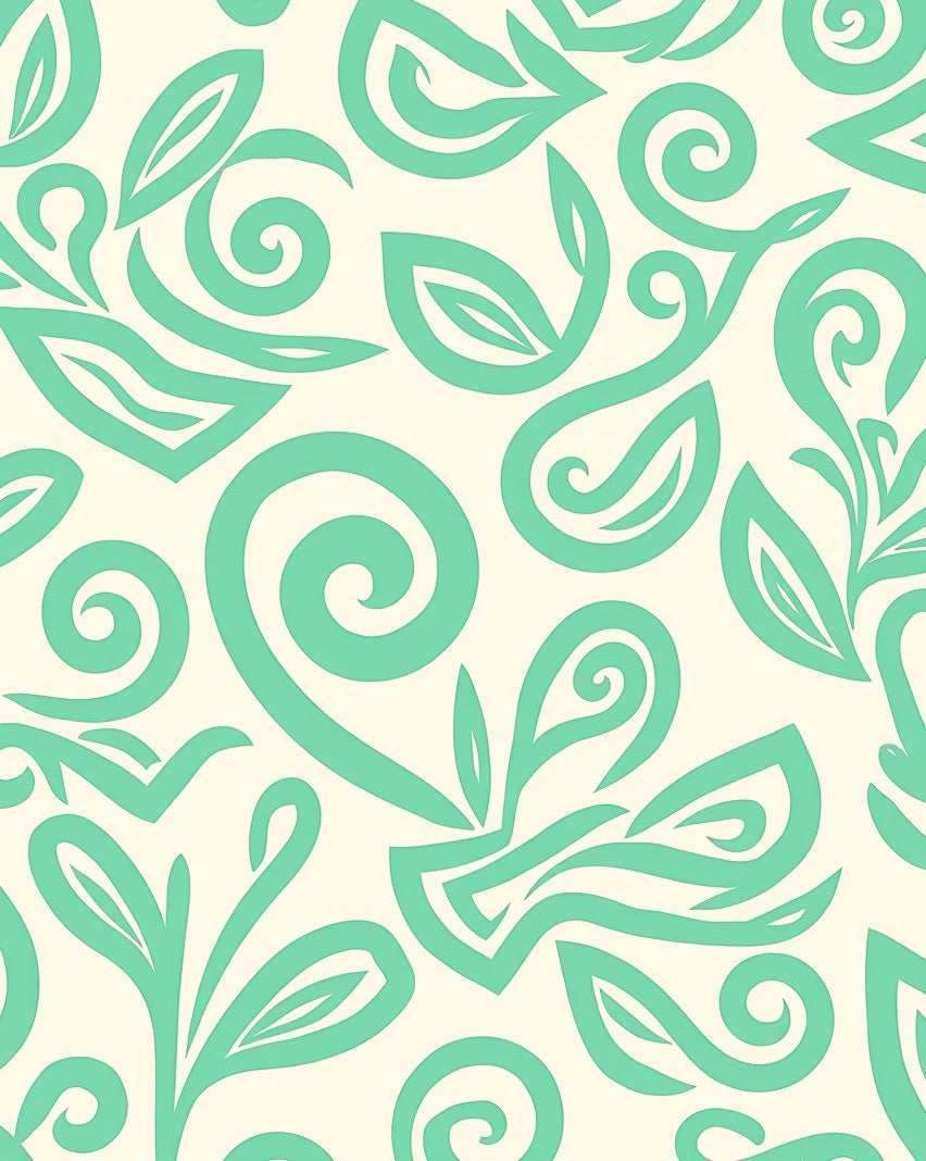 Aqua Swirl Leafy Scroll Rug