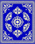 Royal Blue Cream Floral Medallion Ornament Rug