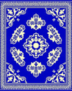 Royal Blue Cream Floral Medallion Ornament Rug