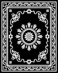 Black White Floral Medallion Frame Rug