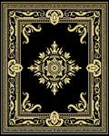 Black Gold Ornate Floral Medallion Rug