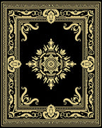 Black Gold Ornate Floral Medallion Rug