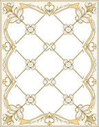 Golden Art Nouveau Floral Diamond Rug