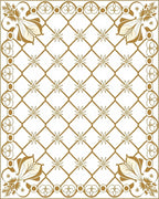 Golden Floral Lattice Square Rug