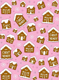 Pink Gingerbread Houses Snowflake Garden Rug