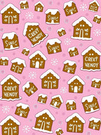 Pink Gingerbread Houses Snowflake Garden Rug
