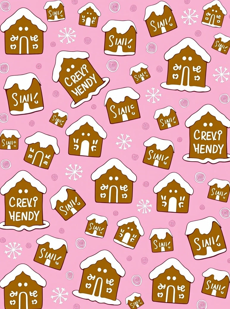 Pink Gingerbread Houses Snowflake Garden Rug