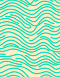 Teal Wavy Lines on Cream Background Rug