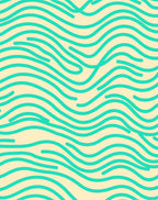 Teal Wavy Lines on Cream Background Rug