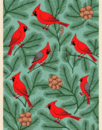 Red Cardinals Pine Branches Rug