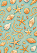Coastal Starfish Seashell Swirl Collection Rug