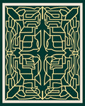 Deep Forest Ochre Labyrinth Art Deco Rug