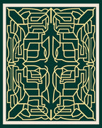 Deep Forest Ochre Labyrinth Art Deco Rug