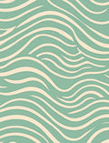 Teal Cream Organic Wavy Lines Rug