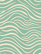 Teal Cream Organic Wavy Lines Rug