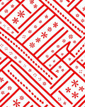 Red White Geometric Floral Line Rug