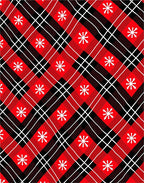 Red Black White Plaid Snowflake Rug