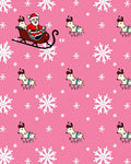 Pink Santa Sleigh Snowflake Reindeer Rug