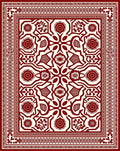 Crimson Botanical Symmetry Border Art Rug