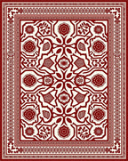Crimson Botanical Symmetry Border Art Rug