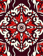 Bold Crimson Cream Ornamental Star Rug