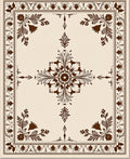 Classic Brown Floral Medallion Border Rug