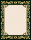 Emerald Green Golden Floral Border Rug