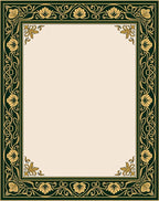 Emerald Green Golden Floral Border Rug